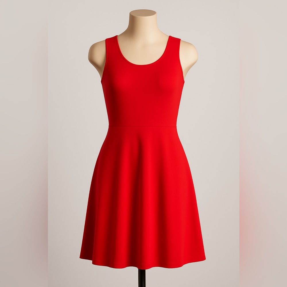 H&M Red Sleeveless A-Line Mini Dress